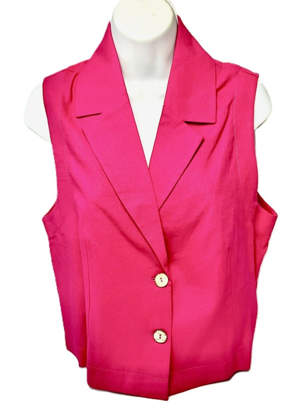 Vanessa Scott Linen Blend Sleeveless Blazer Vest Hot Pink Size M Italy